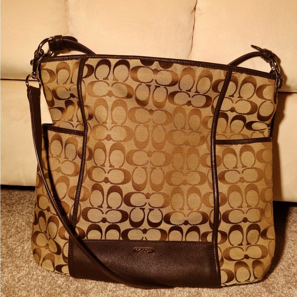 Vintage Coach Brown Signature Tote Bag